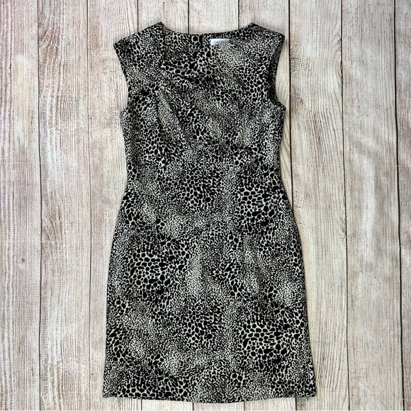 Calvin Klein Animal Print Asymmetrical Sheath Dress - Picture 3 of 9